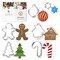 CookieCutter.com Gingerbread House 6 Piece Cookie Cutters Set, Christmas Tree, Gingerbread Man, House, Candy Cane, Tin Plate Steel, USA